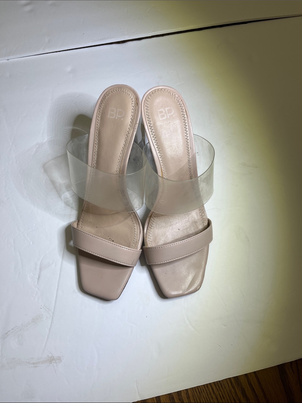 bp Nude Clear Strap Slide Mules
